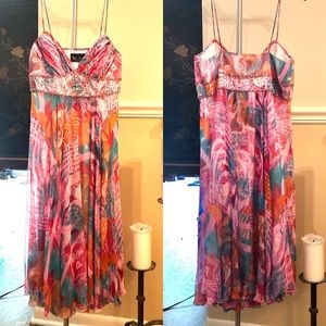 Diane Freis beaded silk chiffon dress. Small sz10.